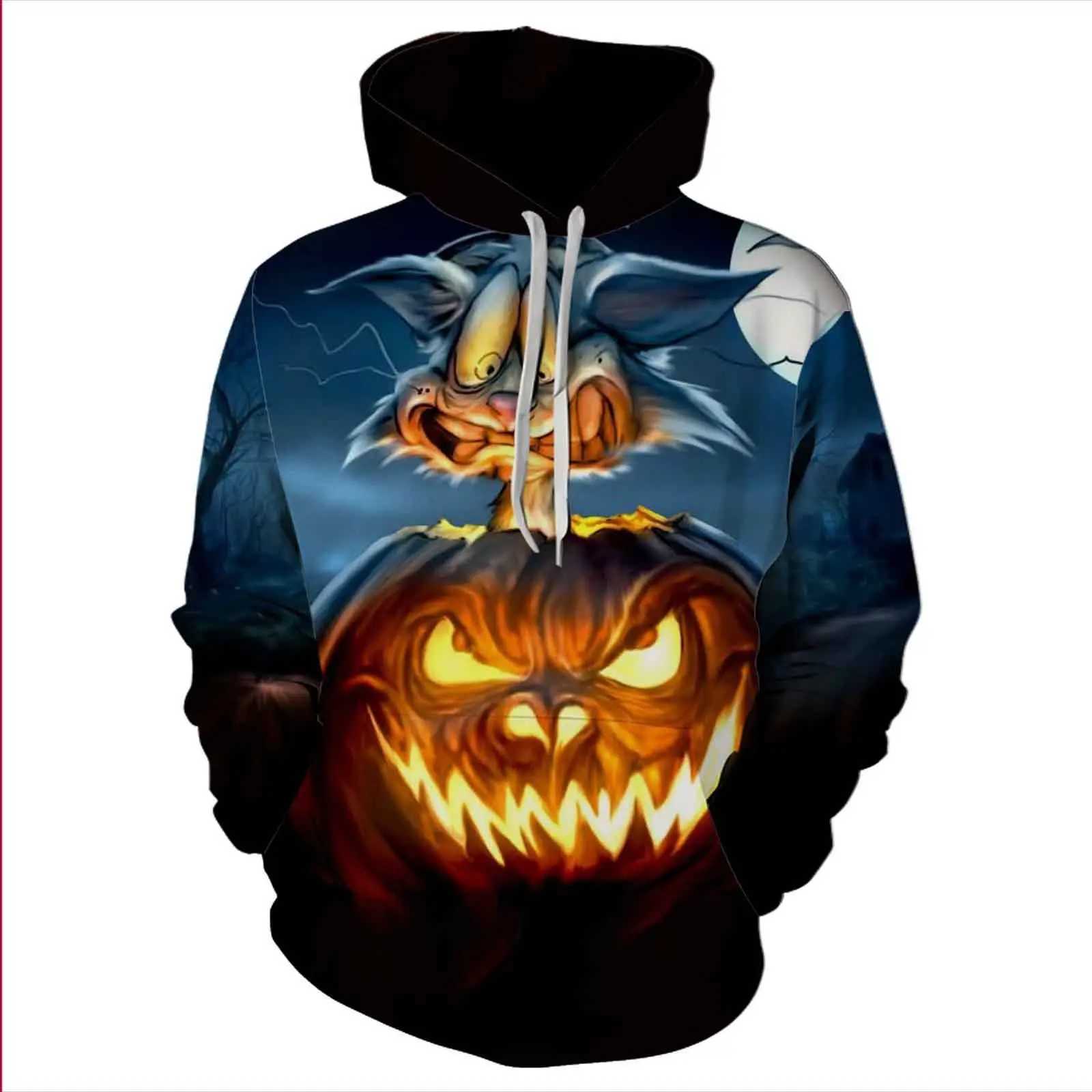 2024 Autumn European and American Tops Halloween Series Digital Printing Hooded Sweater Mens and Womens Plus Size Casual Y240920