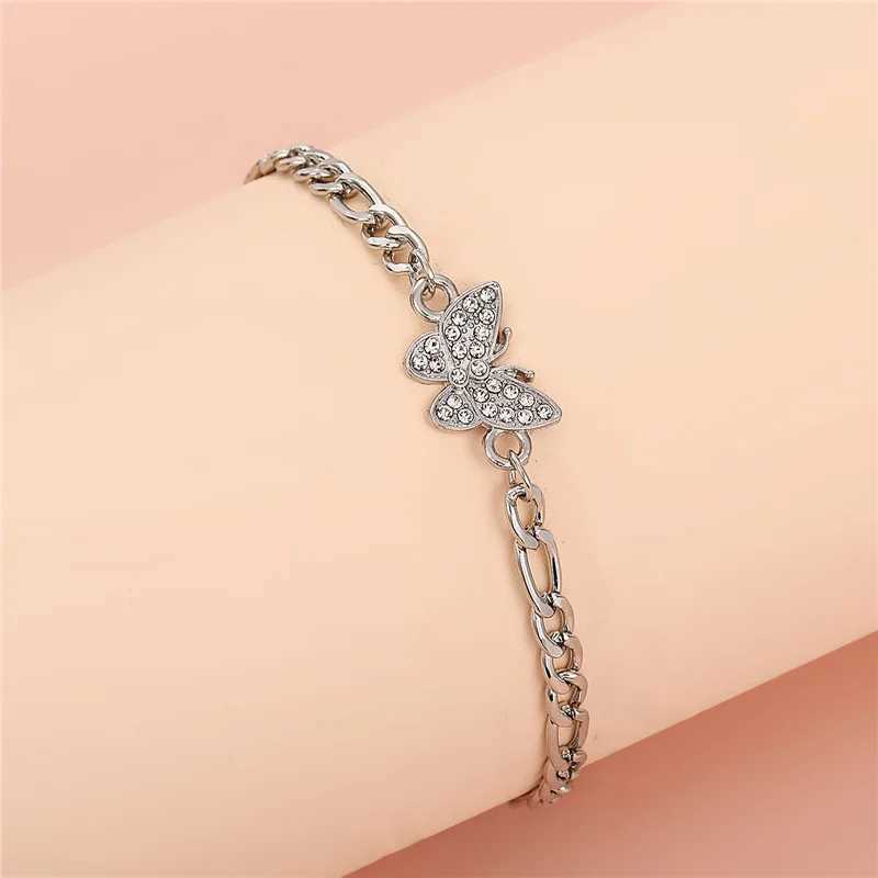 Fashion Bohemia Butterfly Anklet Rhinestone Chain Foot Chain Jewelry For Women Summer Beach Anklet Butterfly Barefoot Chain Y240920