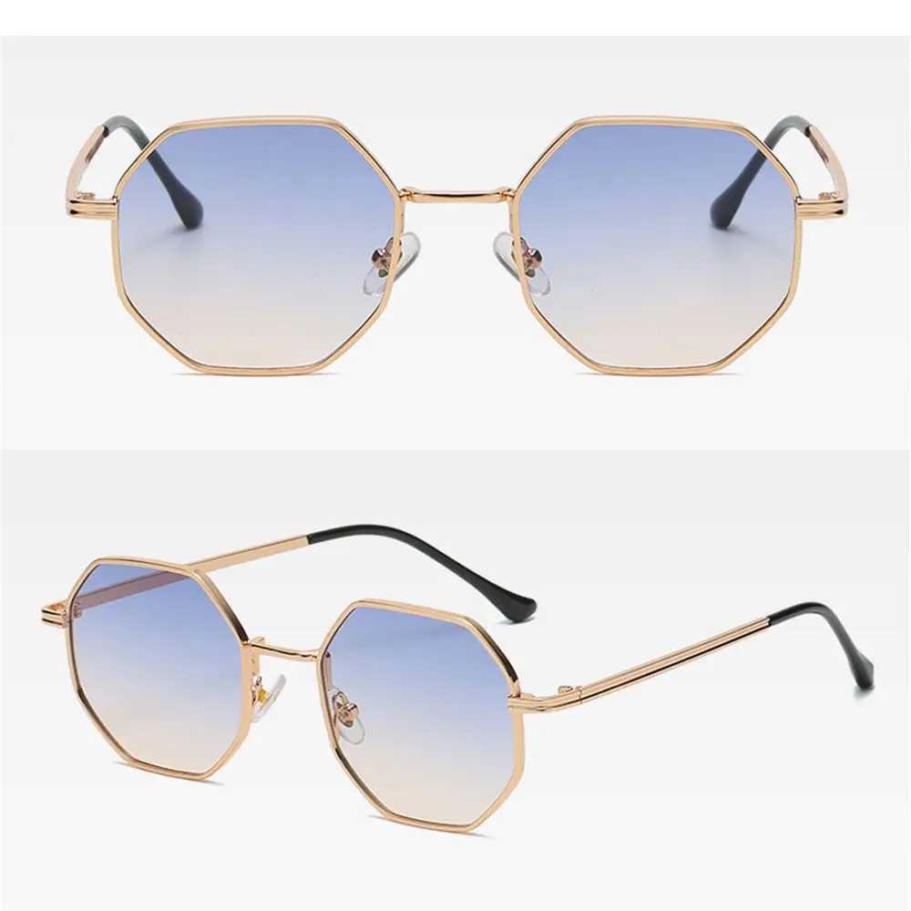 Luxury Retro Polygon Sun Glasses Square Sunglasses for Men Women Fashion Metal Frame Glasses UV Protection Vintage Metal ShadesX240920