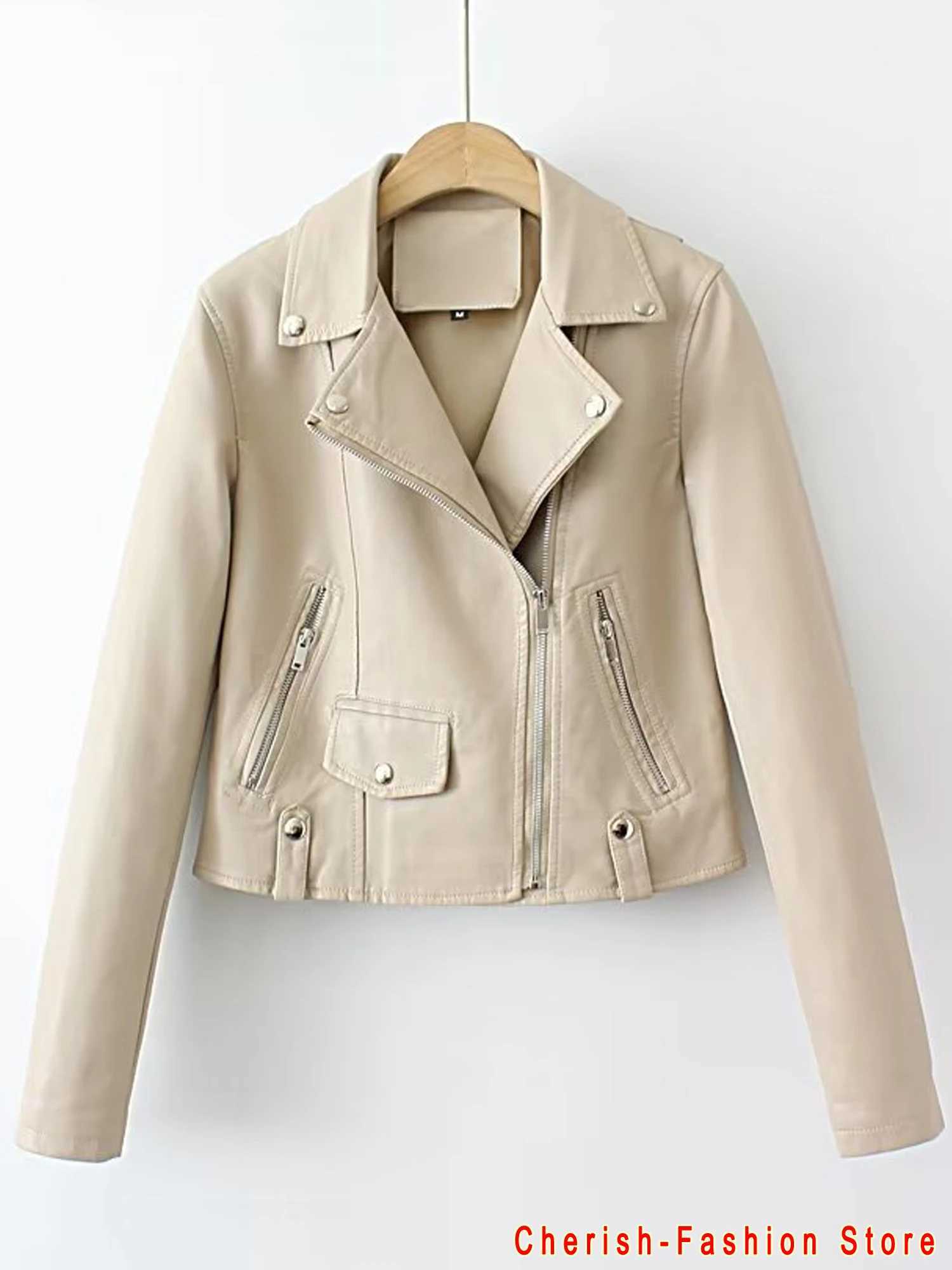 Fashion Green Gecko Biker Leather Jacket Long Sleeve Zipper Colored Stylish Outerwear for Women Fashion 2023 Faux Leather JacketX240919