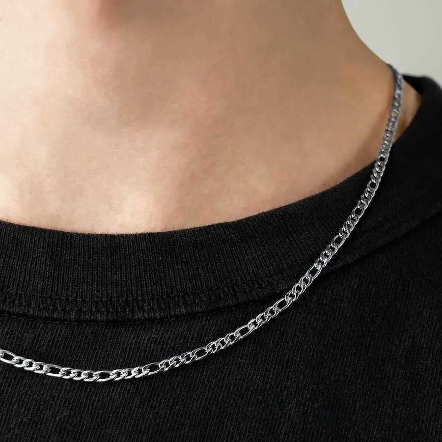 Fashion New Figaro Chain Necklace Men 3mm Stainless Steel Gold Color Long Necklace For Men Jewelry Gift Collar HombresX240919