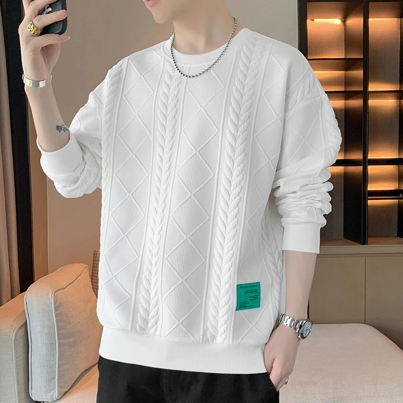 Mens sweaters cable knit patterns fashionable mens streetwear autumn long sleeved shirts fashionable clothing printed shirts 240919