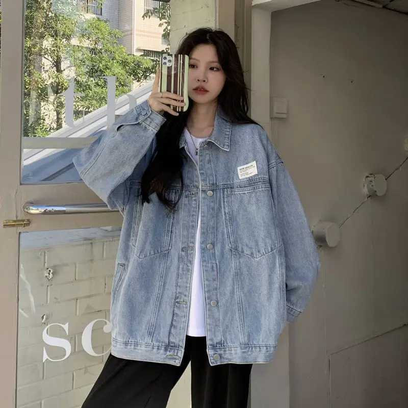 2023 New Womens Denim Jacket Womens Spring and Autumn Season Coat Retro Loose Denim Womens Coat Fashion Womens CoatX240920