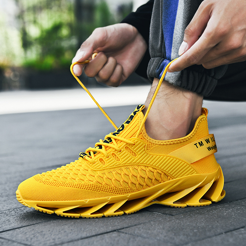 2025 new Yellow Trending Casual Summer Breathable Running Men Gym Sports Shoes Trainers Platform Sneakers Male ea07