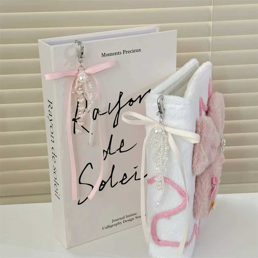 Ballet Bowknot Pearl Beads Heart Keychain for Women Sweet Charm Aesthetic Girls Korean Fashion Y2k Bag Pendant Accessories GiftsX240919