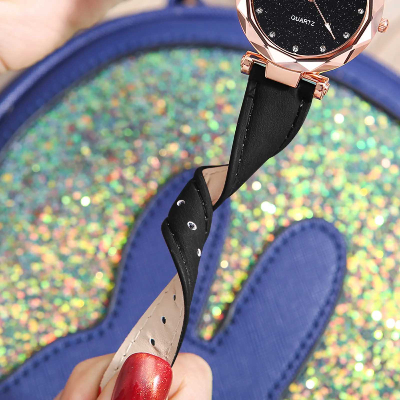 WomenS Wristwatch Stars Little Point Frosted Belt Watch Dotted With Roman Scale Watch Trend Female Watch Leather Strap RelojX240920