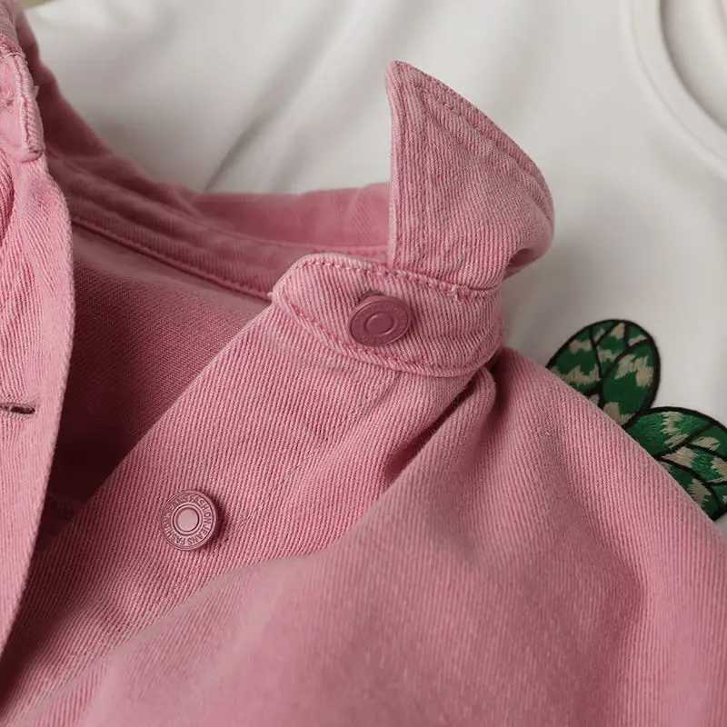 New Women Pink Jeans Jacket Oversized Korean Style Single Breasted Chic Denim Coats Spring Autumn Cowboy Jackets OutwearX240920