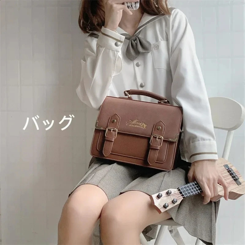 JIAERDI Japanese Style JK Uniform Girl Large Capacity Lolita Shoulder Bag Womens Preparatory Brown School Bag Student 240918
