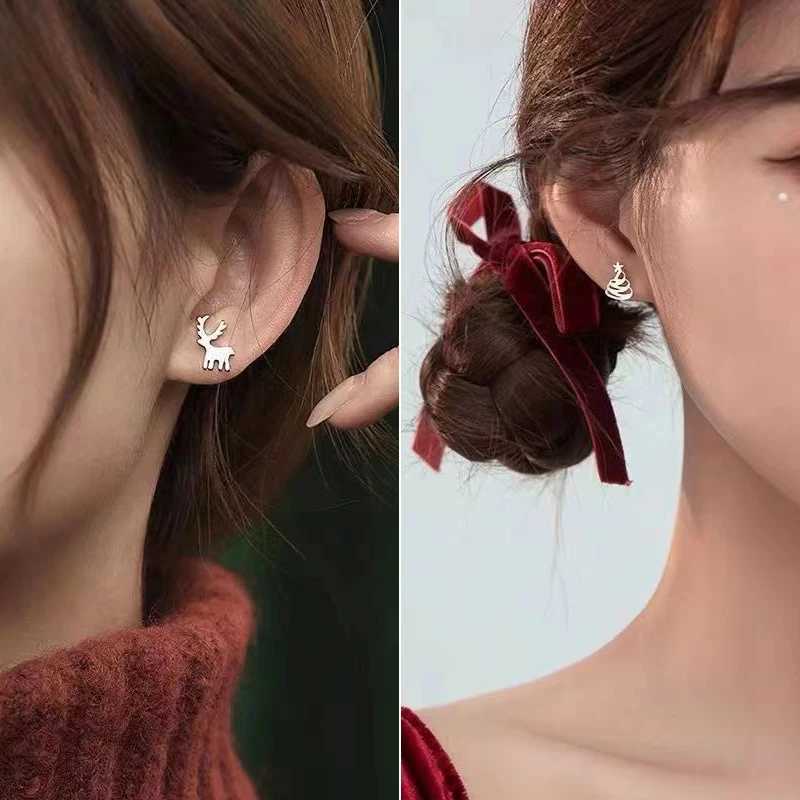 925 Silver Needle Cute Mini Earrings for Women Cute Heart Star Moon Daisy Christmas Planet Butterfly Earrings W240919
