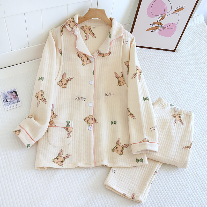 2024 Multiple Autumn/Winter Air Layer Postpartum Clothes with Three Layers of Cotton and October Set for Pregnant Women, Breastfeeding Sleepwear