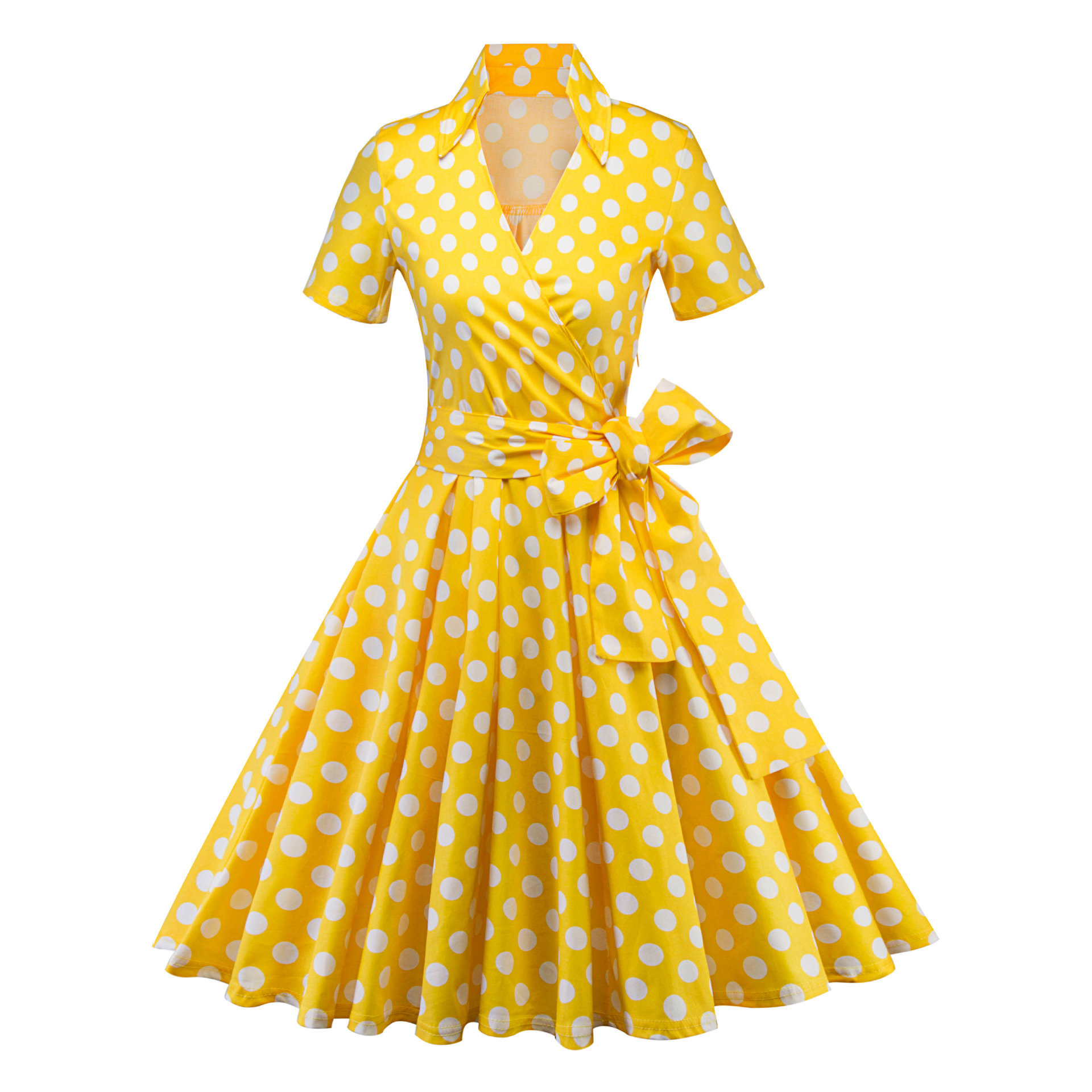 Vintage Large Skirt Hot Selling Mid Length Skirt For Women Hepburn Style French Polka Dot Dress