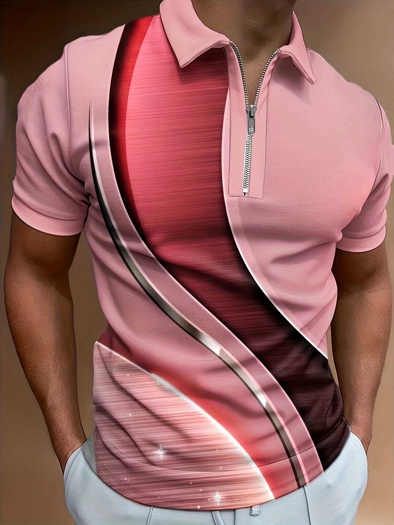 Summer Fashion Striped Polo T-Shirt Casual Mens Shirt Breathable Golf Oversized Short Sleeved Sports Top Trend StreetwearX240920