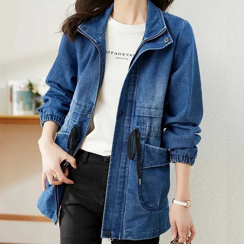 Womens Denim Jacket 2024 Spring Autumn New Ladies Denim Coat Design Sense Versatile Age Reduction Female Cowboy Overcoat A178X240920