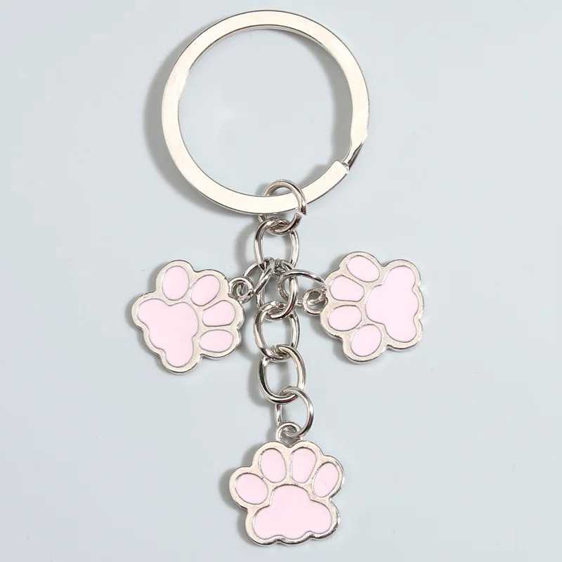 Cute Enamel Keychain Cat Dog Paw Key Ring Footprints Key Chains For Women Men Handbag Accessorie DIY Handmade Jewelry GiftsX240919