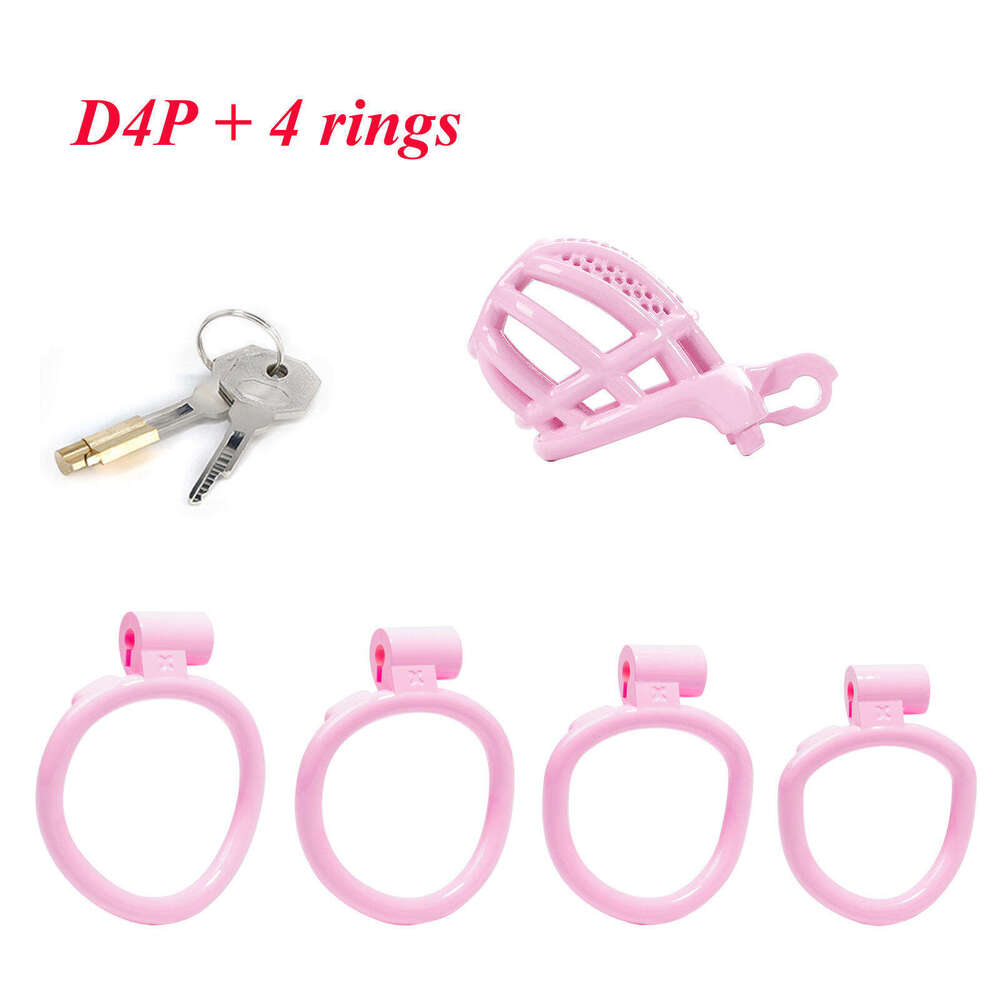 GF Male Chastity Device Wholesale Pink 3D Chastity Cage with 4 Size Lock Rings SM Lightweight Breathable Sex Toys