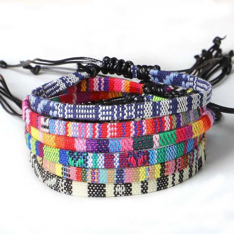 Bohemian Multicolor Handmade Friendship Adjustable Charm Anklet Women Ethnic Colorful Rope Chain Adjustable Anklet Party Gift Y240920
