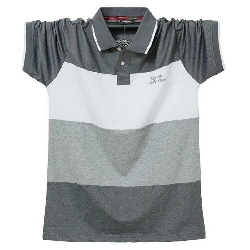 Stripe Polo Shirt Men Big Size 6XL Short Sleeve Polo Shirts Summer Breathable Color Contrast Cotton Tops Plus Size 5XL 6XLX240920