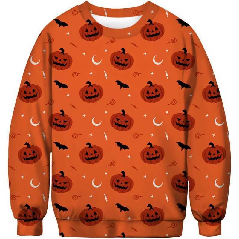 2024 new Halloween hoodie 3D printed Halloween pumpkin series crew-neck mens hoodie Y240920