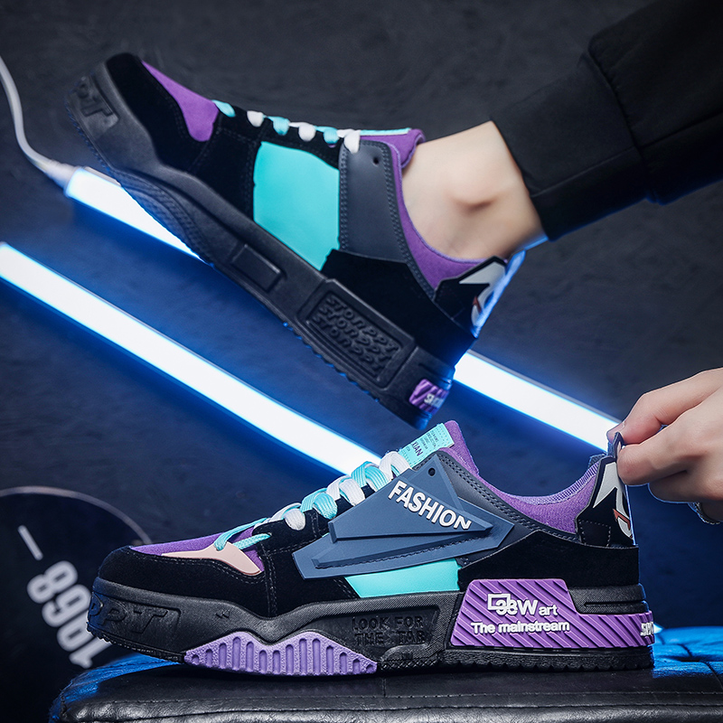 Cheap Autumn Men's Skateboard Street Hip Hop Anime Men Fashion Purple Casual Sneakers Male Platform Sports Shoes ea96