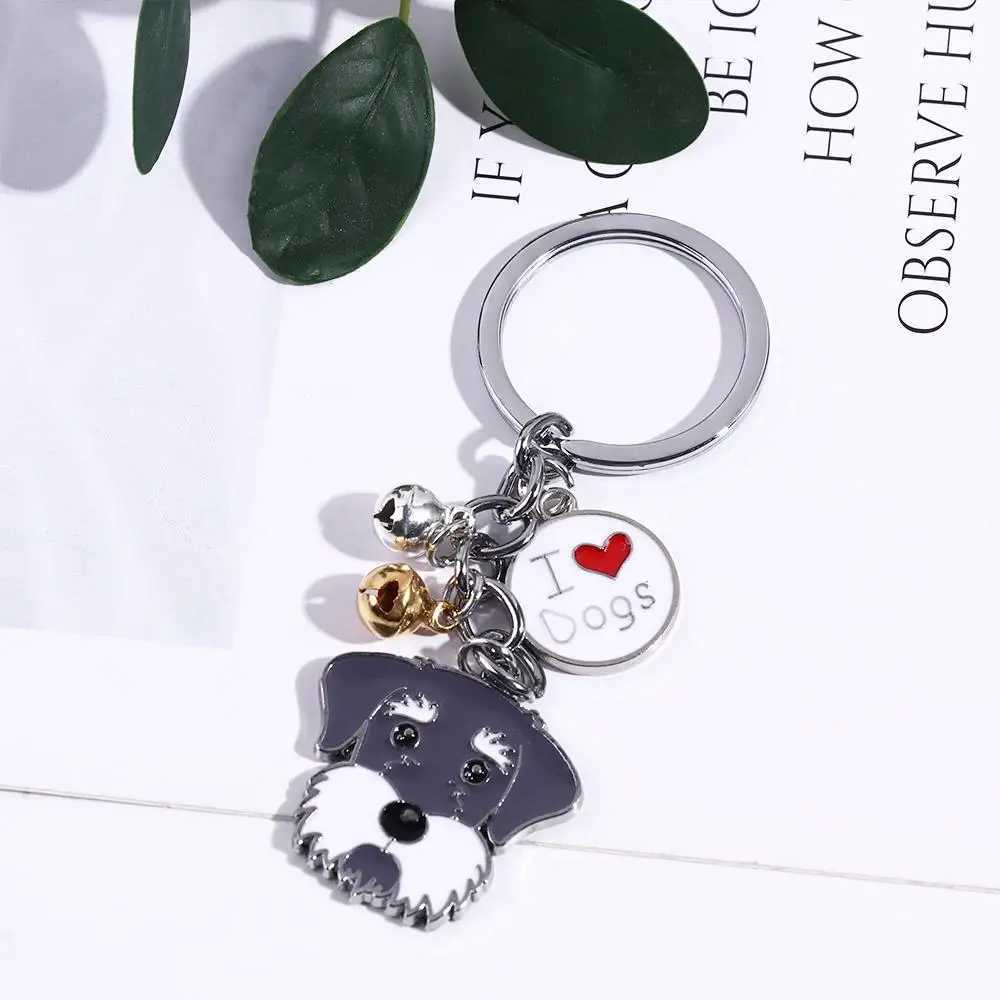 Lover Gift White Animal Bell Husky Teddy Dog Golden Retriever Dog Keychain Pet Keychain Dog Pendant Pet KeyringX240919