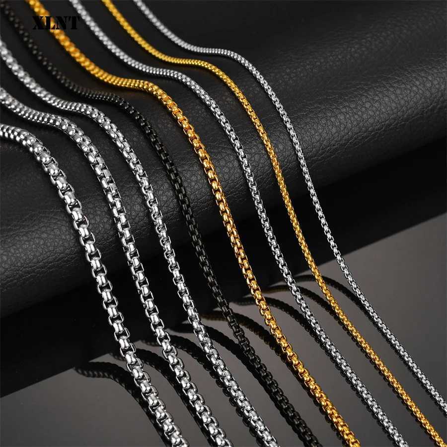 XLNT 2MM 2.5MM 3MM Box Chains Stainless Steel Necklace DIY Long Necklaces Jewelry for Women Men Statement 45CM-75CMX240919