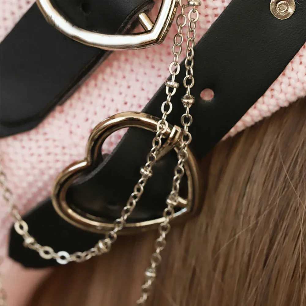 JAPanese Beret Harajuku Y2 Fashion Lolita Hat JK Hat Girl Beret Cute PU Chain Heart Wool KAWaii Women Hat AccESSoriesX240919