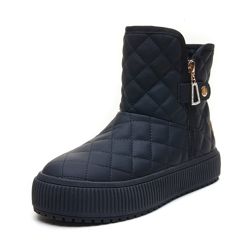 High top big 4CM thick soled women's with plush side zipper cotton shoes in winter, Korean version, Northeastern style, outdoor warm snow boots