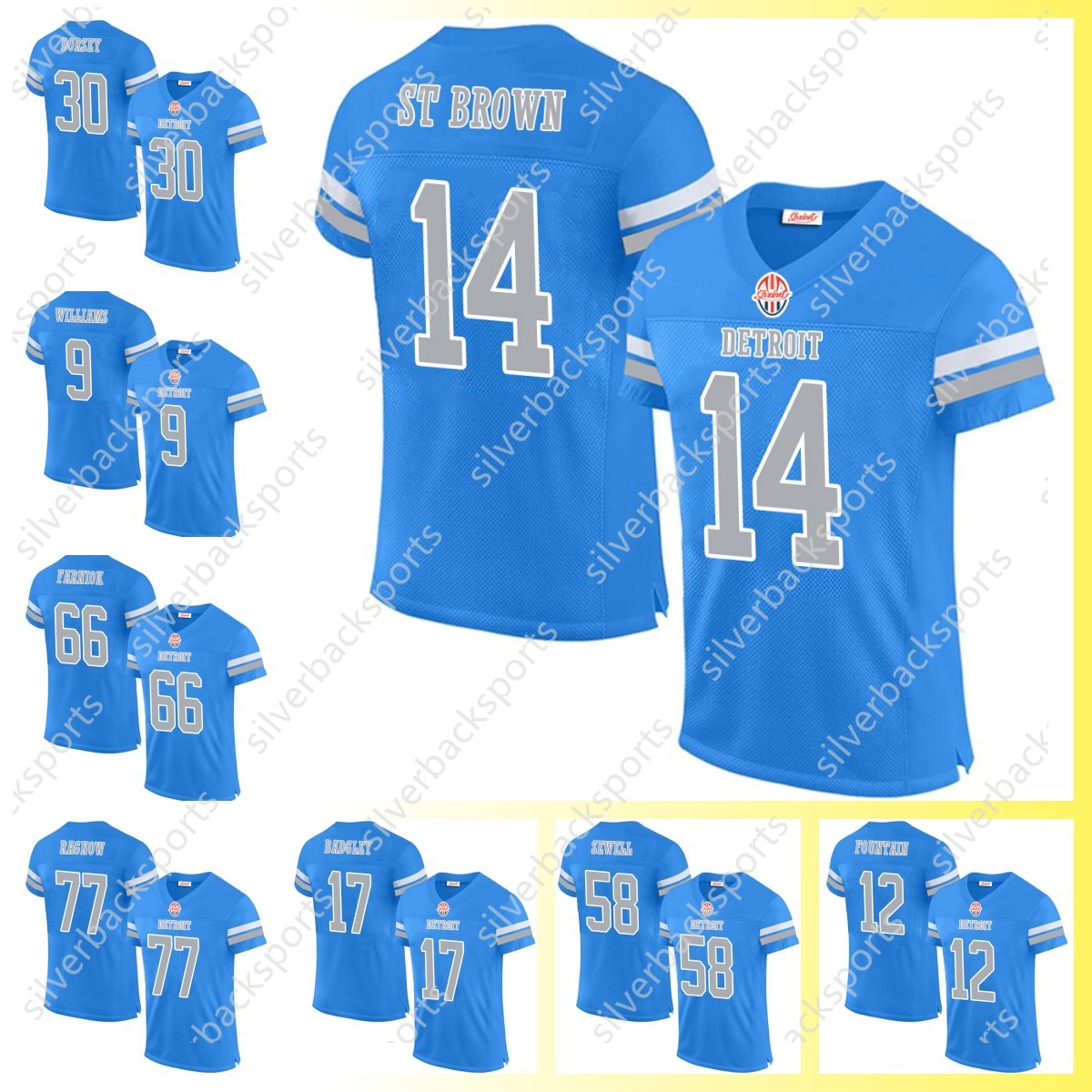 Men/Youth/Women Custom Football AidanHutchinson Jersey Amon RaSt Brown JaredGoff DAndreSwift MalcolmRodriguez custom any name number baseball This bas