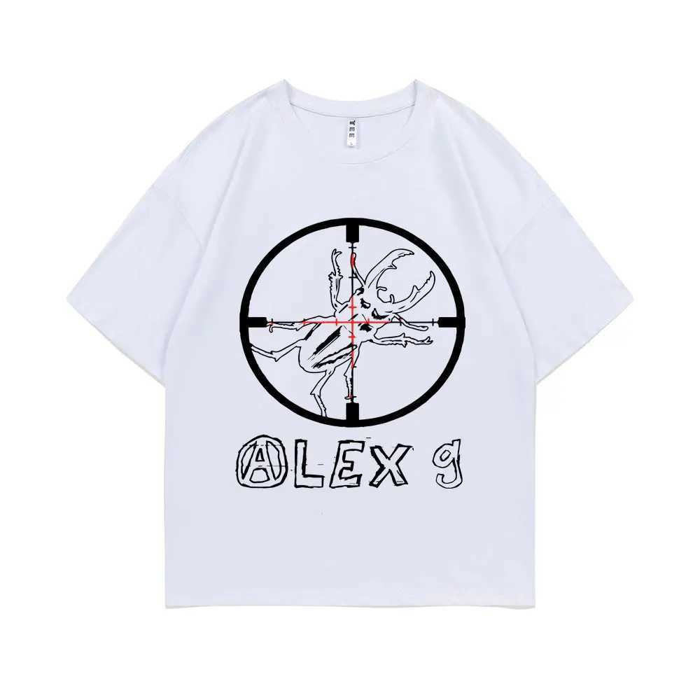 Interesting Alex G printed short sleeved mens fashionable casual loose T-shirt mens retro oversized T-shirt pure cotton O-neck T-shirt CL240913
