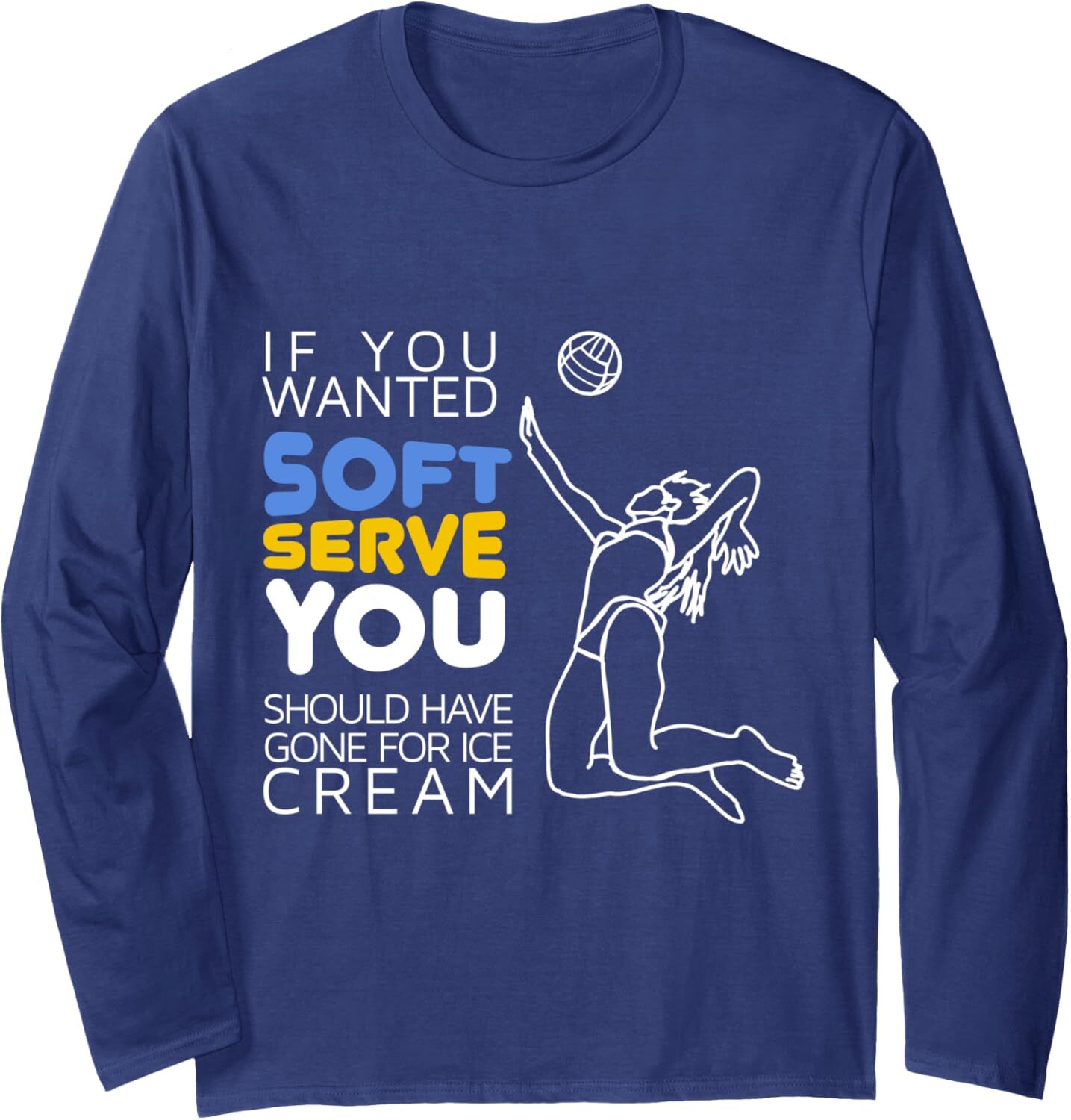 Long Sleeve Shirts for Men sweatshirt Cool Volleyball Player Gift - Wanted Soft Serve Long Sleeve Tee Streetwear Casual tops clothes