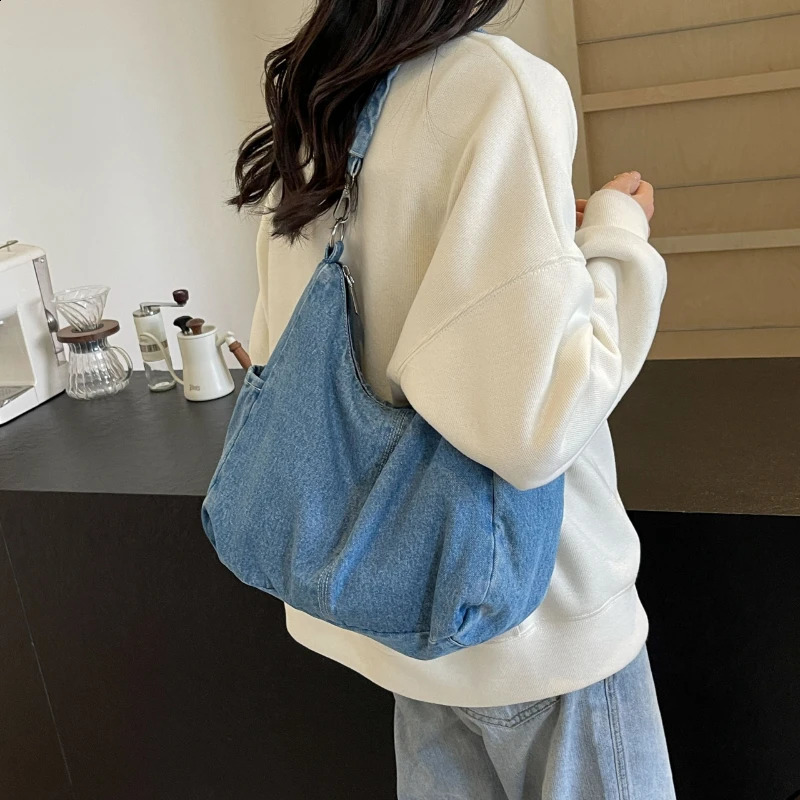 denim canvas messenger bag large homeless cross body with multiple pockets suitable for womens casual shoulder 240919