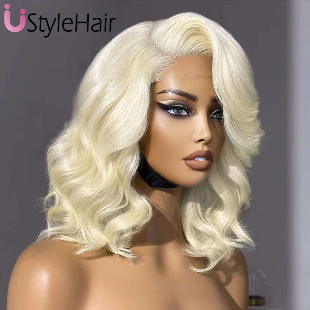 Ustylehair 613 Blonde Bob Lace Short Wave Side Part Front Wig Heat Resistant Synthetic Hair Daily