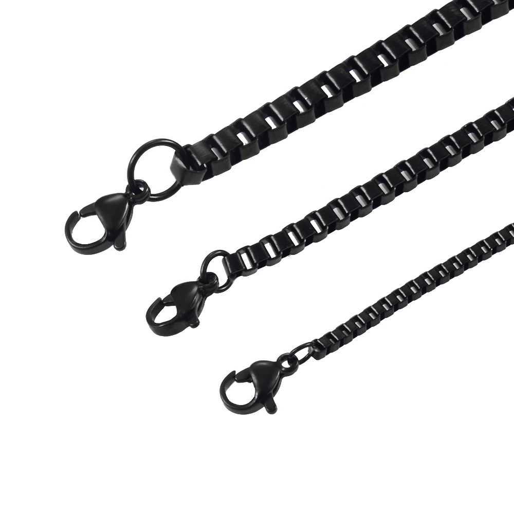 Fashionable Stainless Steel Box Square Link Chain Necklace Gold Color Various Sizes And Widths Can Be CustomizedX240919