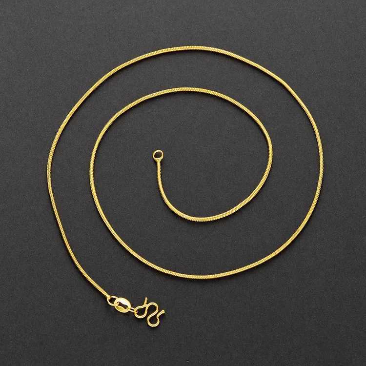 Real 14K Gold Color Necklace Chain for Womens Clavicle Chain Neck Collare for Girlfriend Fashion Birthday Jewelry Gift Not FadeX240919