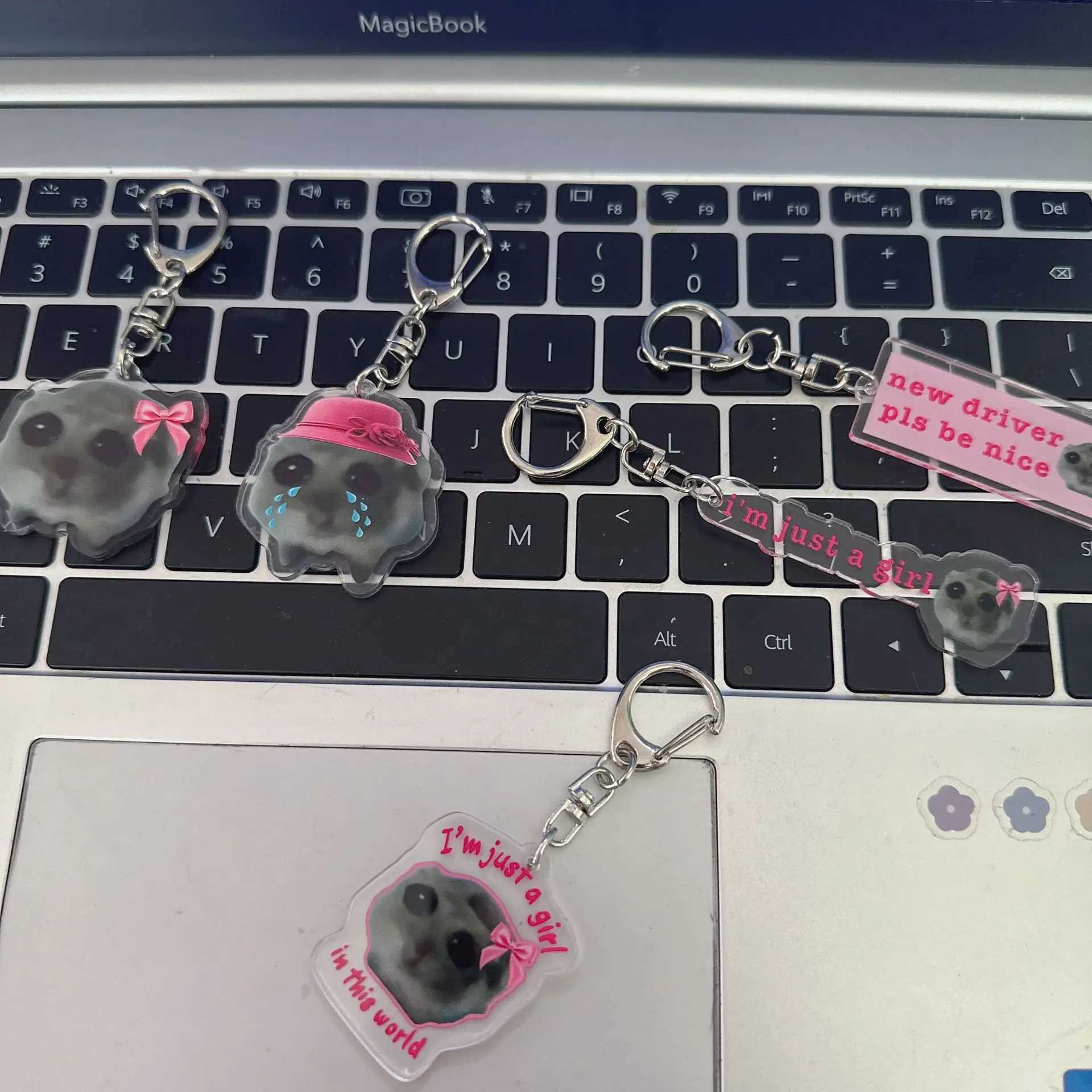 Cartoon Sad Hamster Acrylic Keychain Funi Animal Pendant Keychain Female Key Accessories Keychain Fans Birthday GiftXJ250319