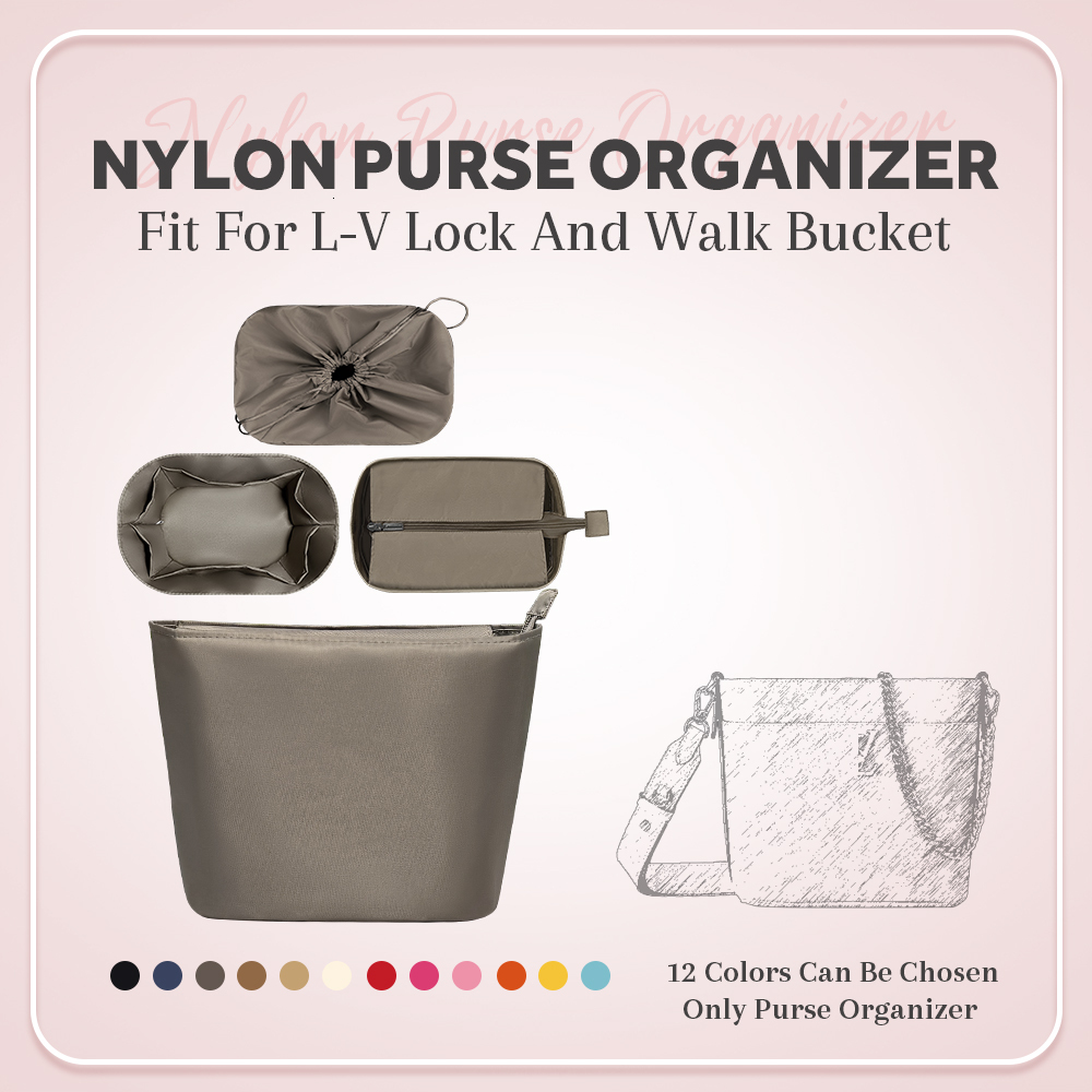Nylon Purse Organizer Insert, Zipper Inside Storage Fit For Lock And Walk Bucket Drawstring Inner Er In Bag