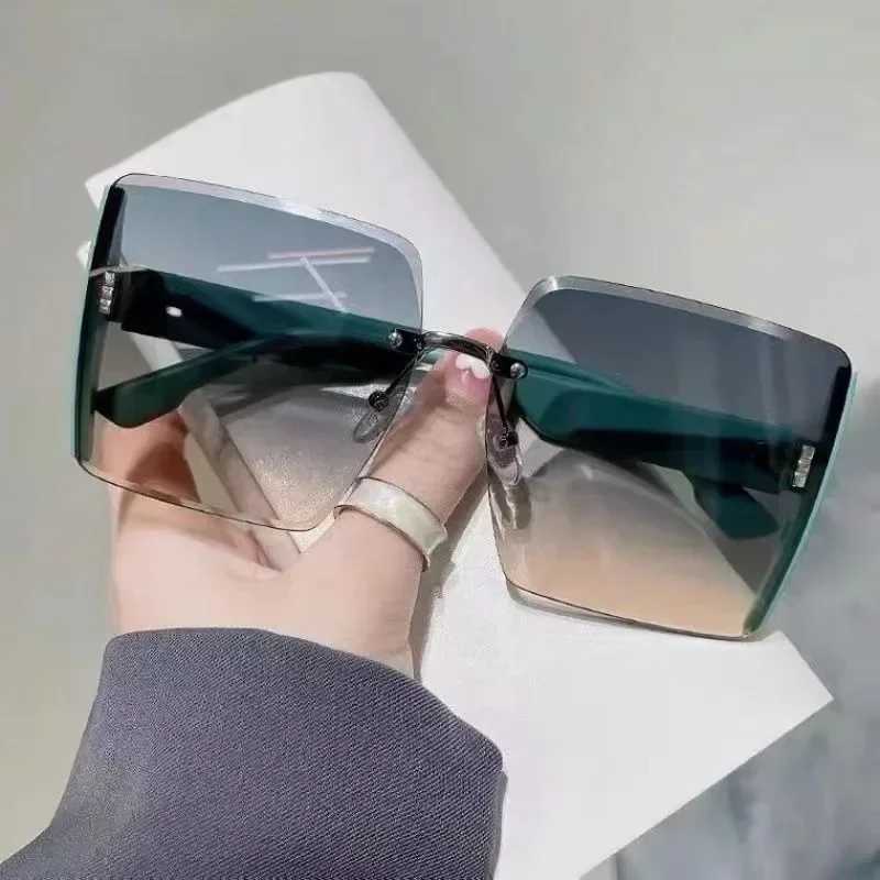 Women Retro Square Sunglasses Classic Vintage Gradient Mirror Frameless Sun Glasses Female Fashion Rimless Oculos De SolX240920