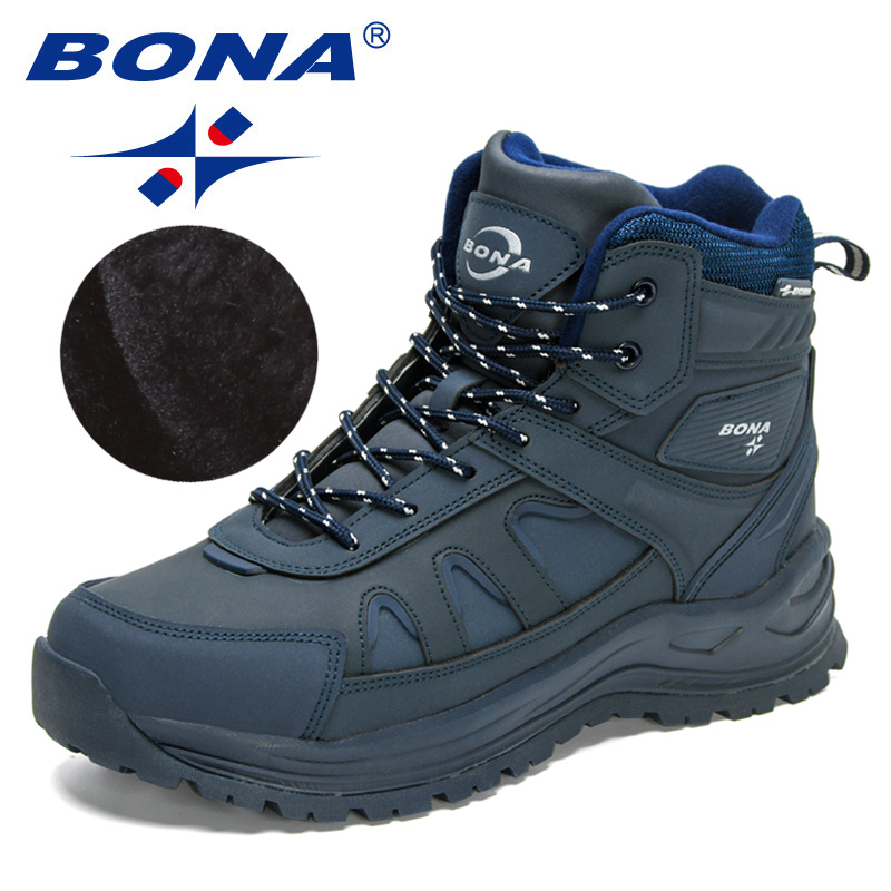New 2023 BONA New Designers High Top Hiking Men Anti-Slip Outdoor Climbing Trekking Shoes Man Tactical Plush Winter BootsBoots ca45