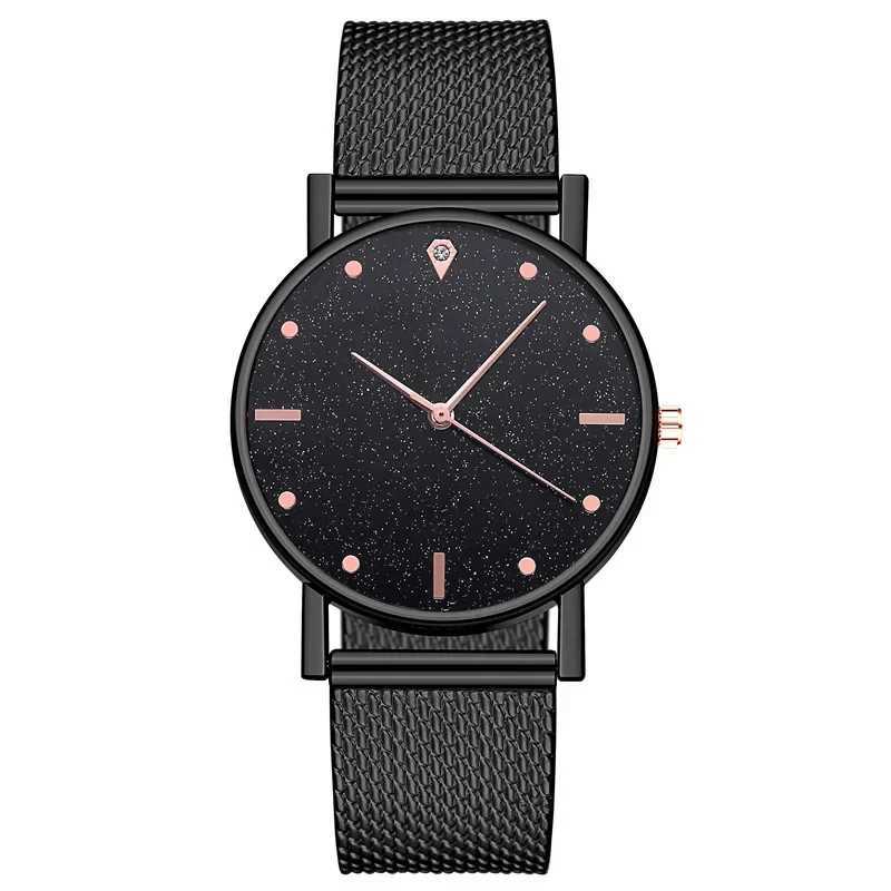 Black Women Watches Starry Sky Mesh Silicone Strap Woman Fashion Quartz Wristwatch Dropshipping Ladies Clock Sale Simple RelogioX240920