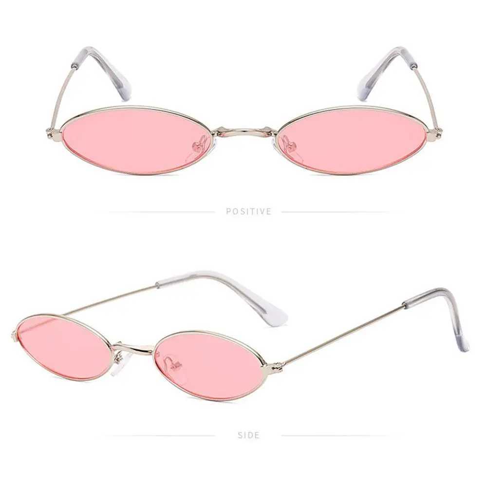 Retro Small Frame Oval Sunglasses Vintage Metal Colorful Shades Sun Glasses for Men Women Fashion Brand Design Female EyeglassesX240920