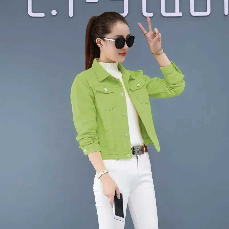 Trendy Denim Jacket For Women Cropped Slim Fit Spring Colorful Student Top Popular On The Internet Versatile ClothingX240920