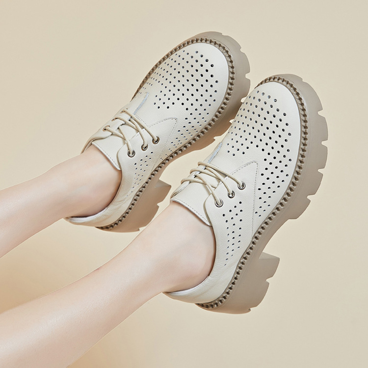 Genuine 2023 Leather For Fashion Square Heel 6cm Spring Women Shoes Lace up Rubber Sole New Woman Summer Shoe a3b0