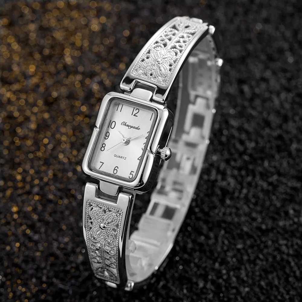 New Top Brand Luxury Silver Gold Watch for Women Thin Metal Bracelet Small Square Dial Dress Lady Quartz Watches Gifts for WomenX240920