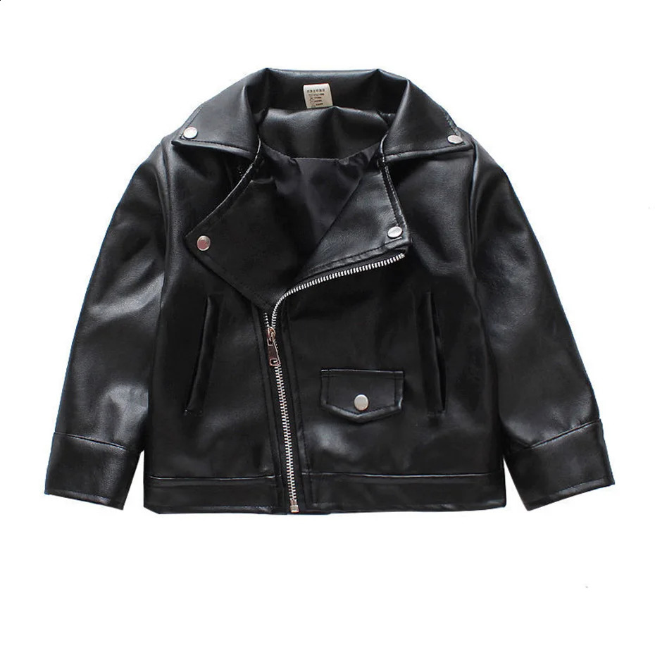Boys leather jacket solid color boys jacket childrens casual style childrens jacket spring and autumn boys clothing 240918