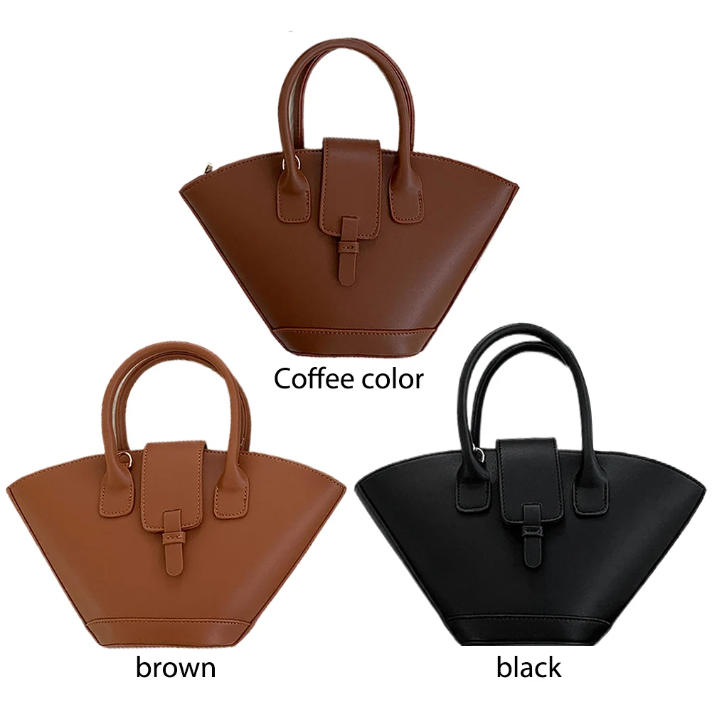 Shoulder Large Capacity Trendy TLXT Crossbody Trapezoid Top Handle Fan-Shaped Bucket for Women Designer Brown Bag