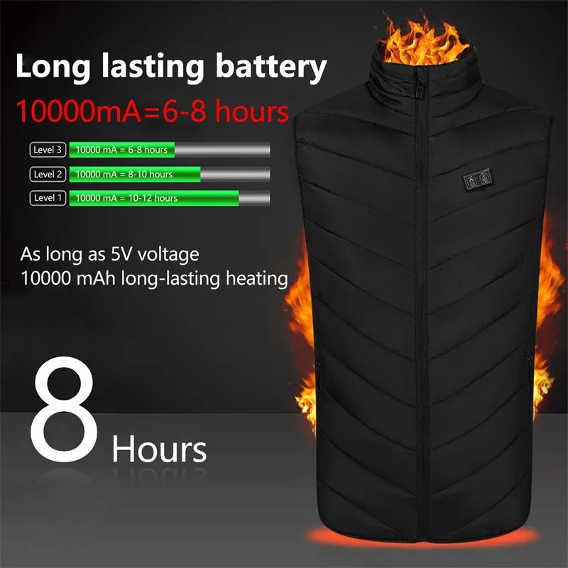 15/9 Areas Heated Vest Men Women Heated Jacket Winter Usb Heating Vest Self Heating Thermal Vest Heating Down Jacket Warmte Vest 240912