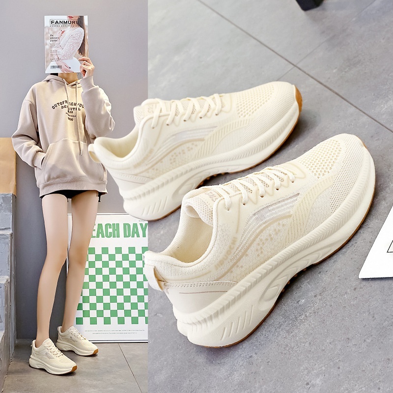 Flyknit soft soled running for women 2024 Spring and Autumn new versatile lightweight coconut breathable casual sports shoes 2511