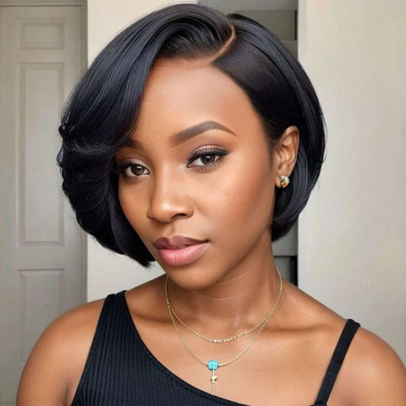 Short Bob Hair 13X4 Transparent Lace Front For Women Straight E Cut Wigs 8 Inch Human Hair Wig