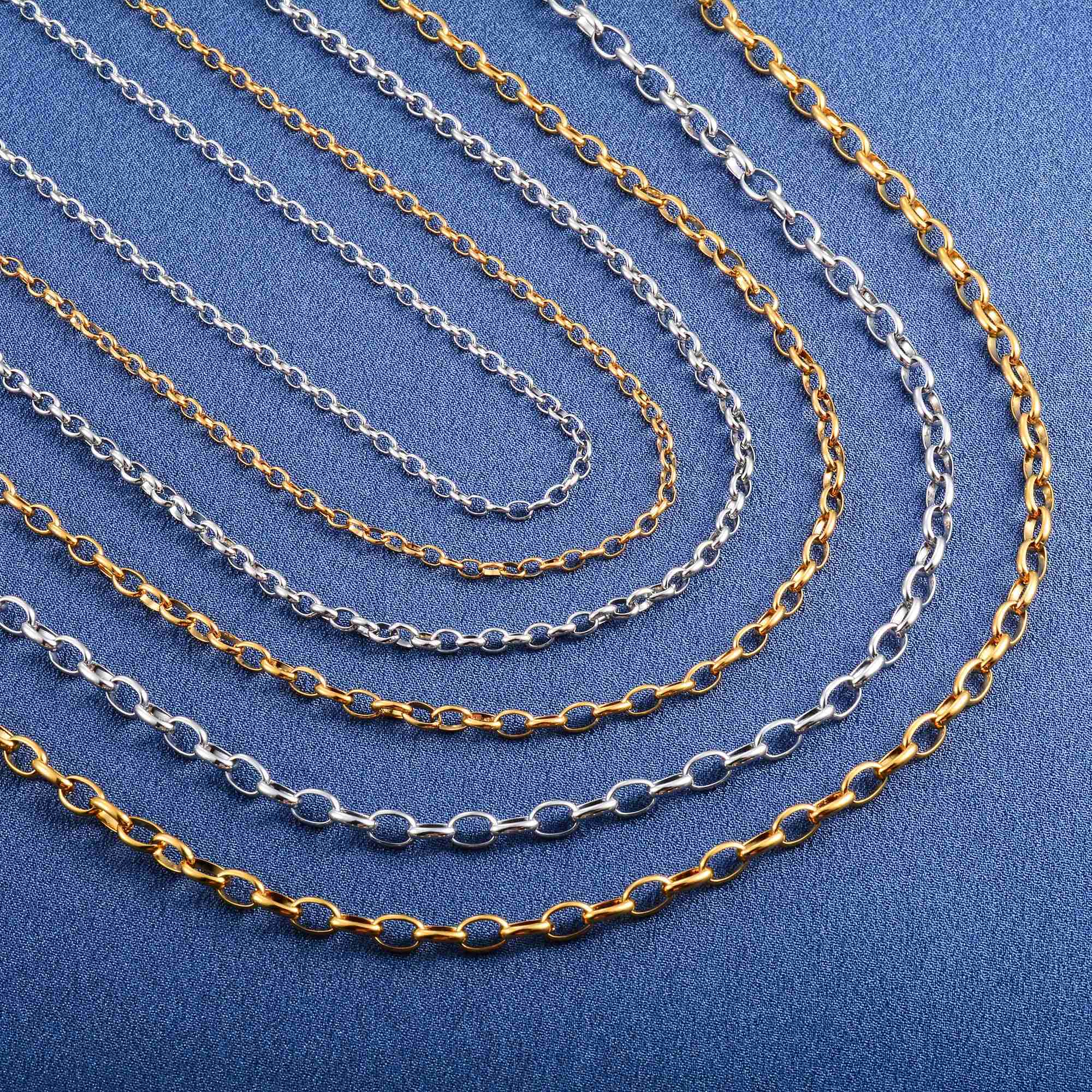 Rolo Necklace 316L Stainless Steel for Women Men Oval O Link Chain on Neck Collar Choker Gold/Silver Color Jewelry AccessoriesX240919
