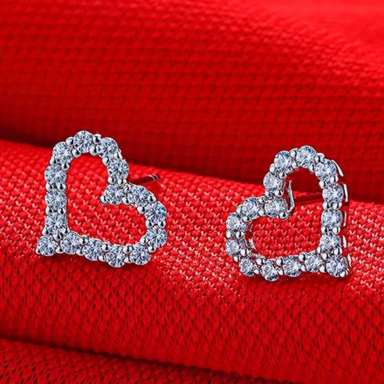 Solid color 14K white gold stud earrings 1CT/piece diamond engagement stud earrings love promise womens party halo earrings W240919